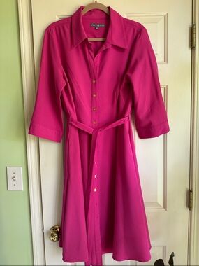 Hot Pink Shirt-waist Style Dress